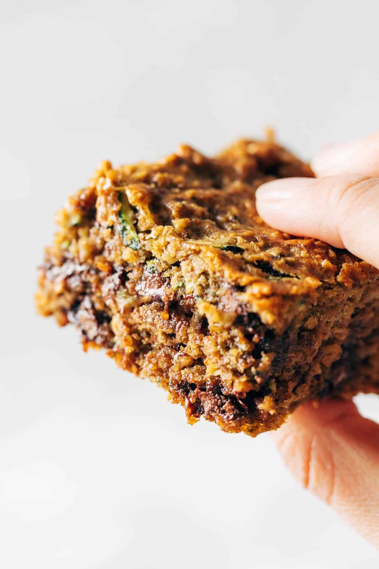 Almond butter chocolate chip zucchini bars.